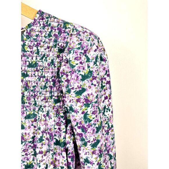 Anthropologie Pleione Floral Ruched Peplum Blouse Sz XS EUC - Picture 5 of 10